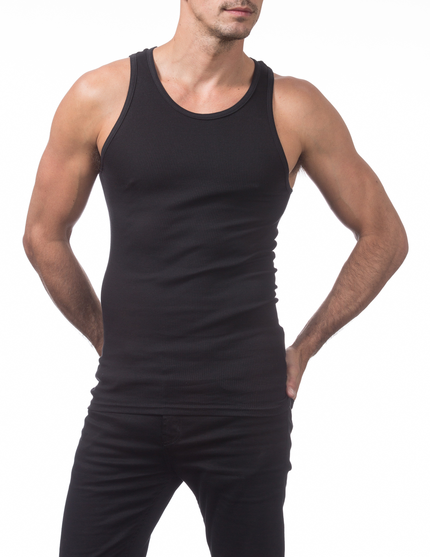 112 BLACK Premium Ringspun Cotton Ribbed A-Shirt - Performance