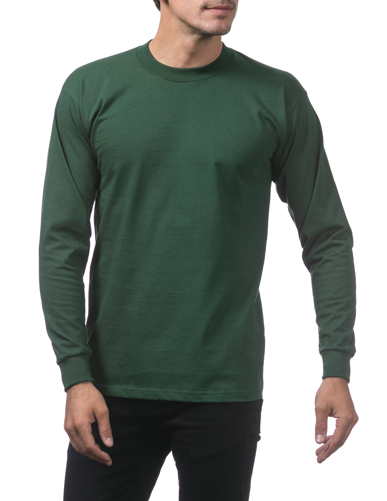 Crew - Cotton Neck Shirts FOREST 114 Long GREEN Sleeve T-Shirt Heavyweight